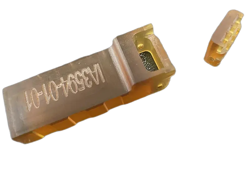 This fixture for needle positioning in Figure 4 HI TEMP 300-AMB material was printed for Interplex.